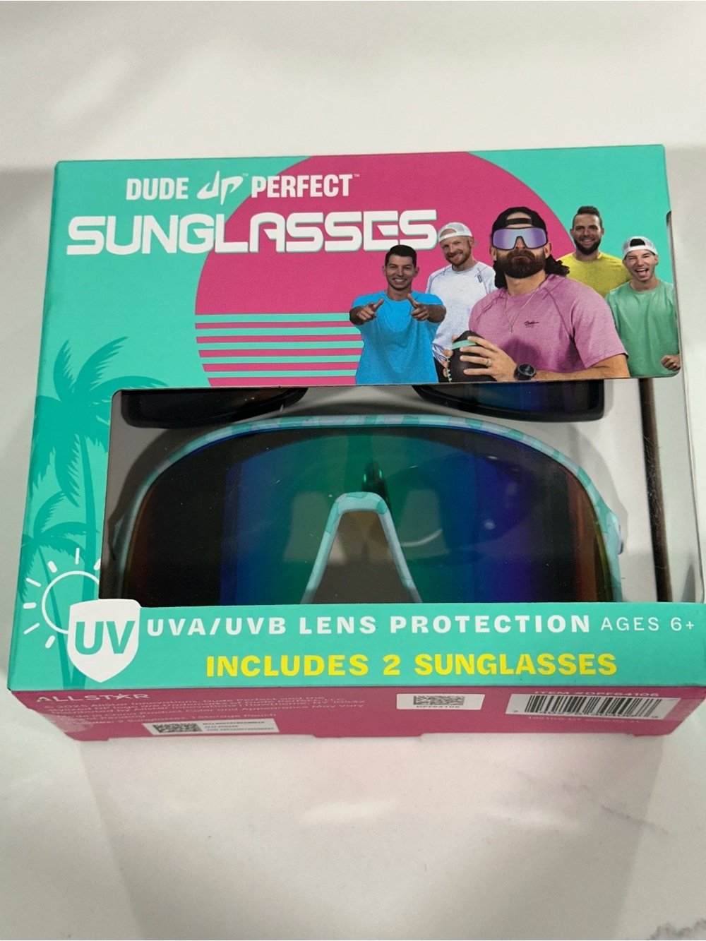Dude Perfect Blue Mirrored Sports Sunglasses - UV Protection